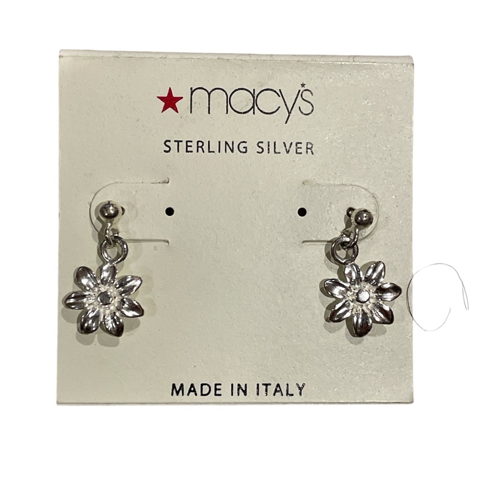 Macy’s Sterling Silver Flower Dangle Earrings - image 2
